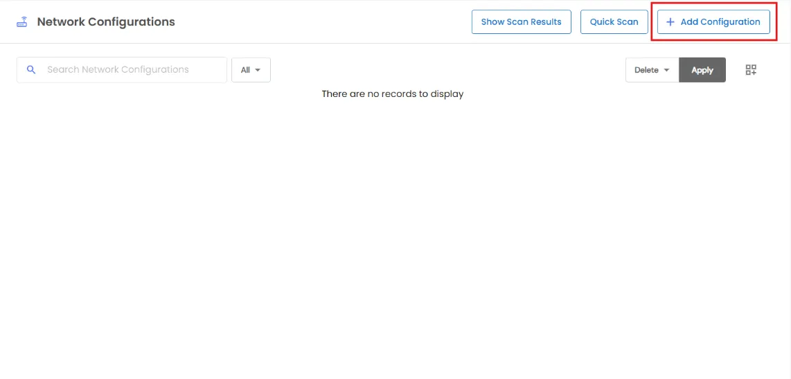 Network Scan: Add Configuration
