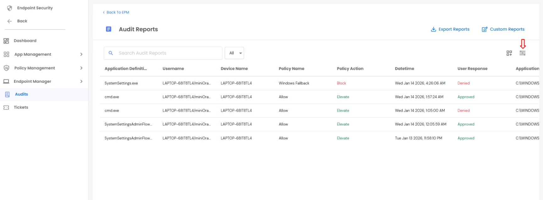 PAM Endpoint Audit Data