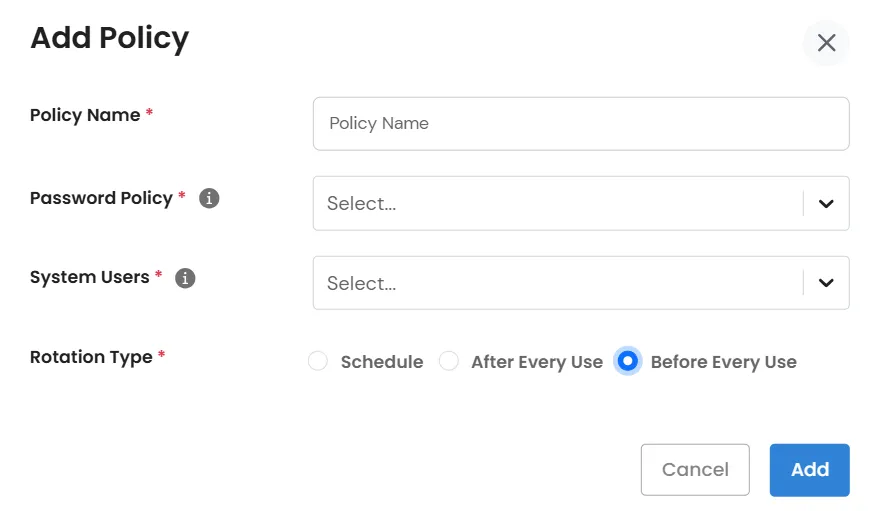 Password Rotation Policy: Before Every Use