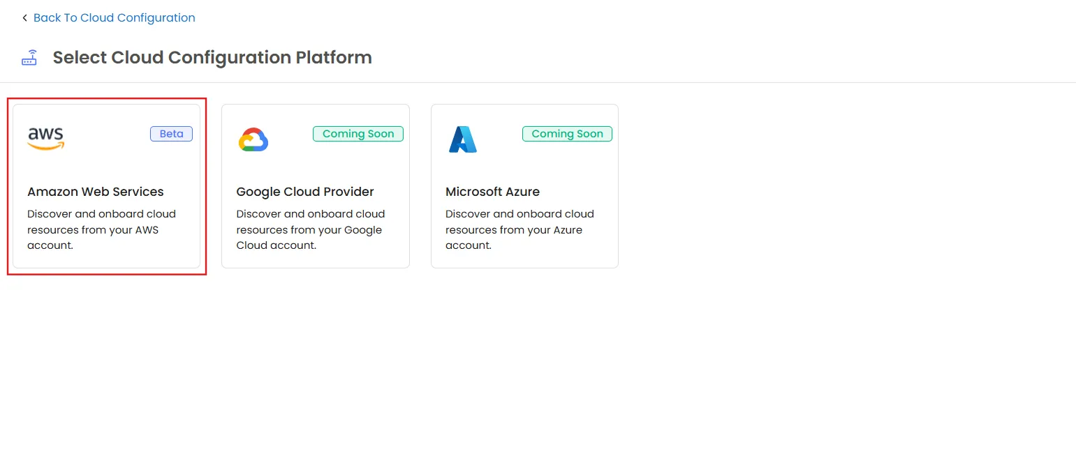 Cloud Discovery: select AWS