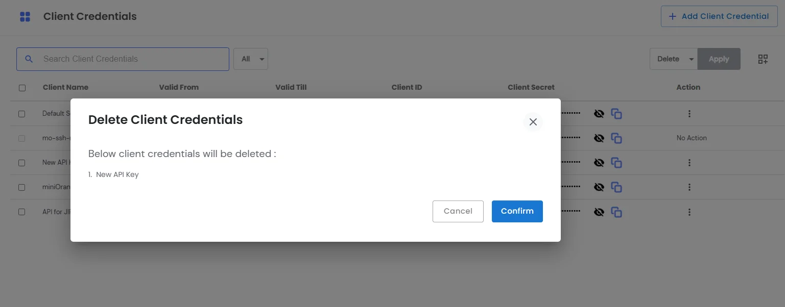 Delete Client Credentials