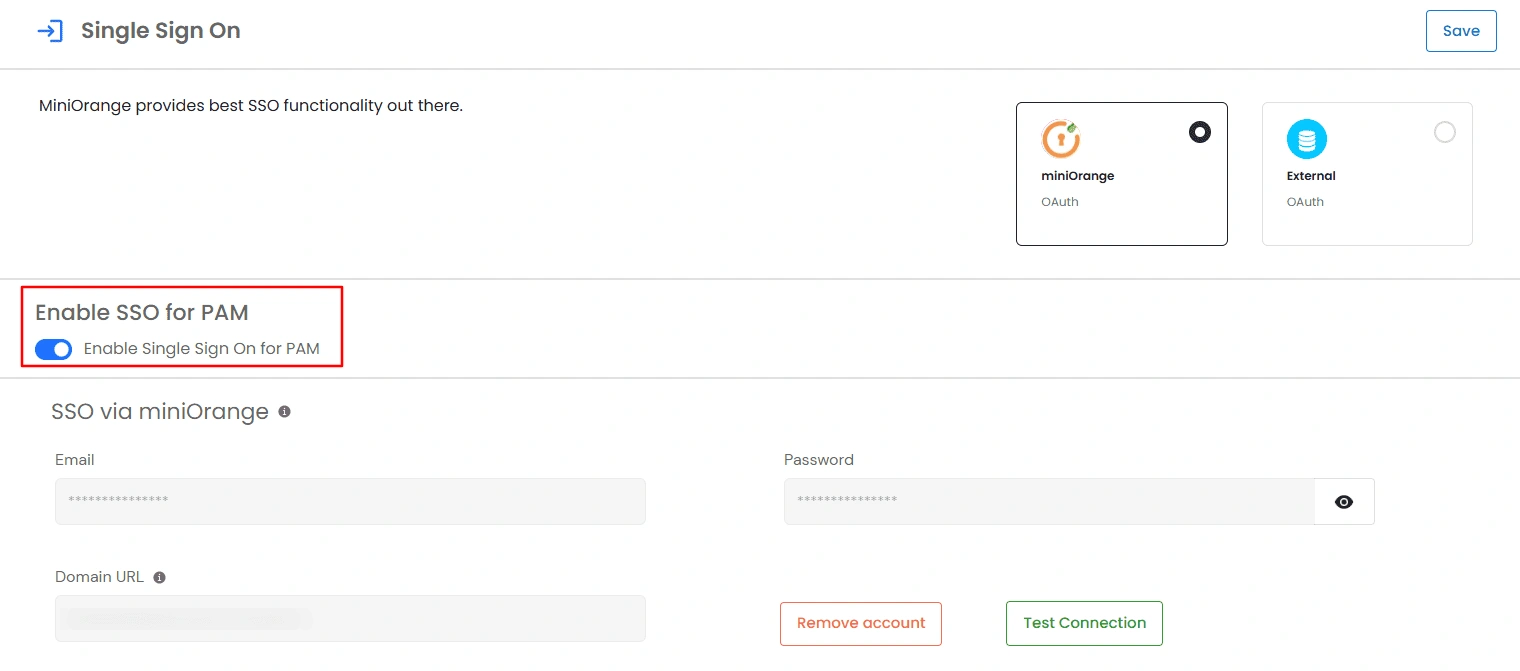 Privileged Access Management Admin Handbook: Enable SSO for PAM toggle