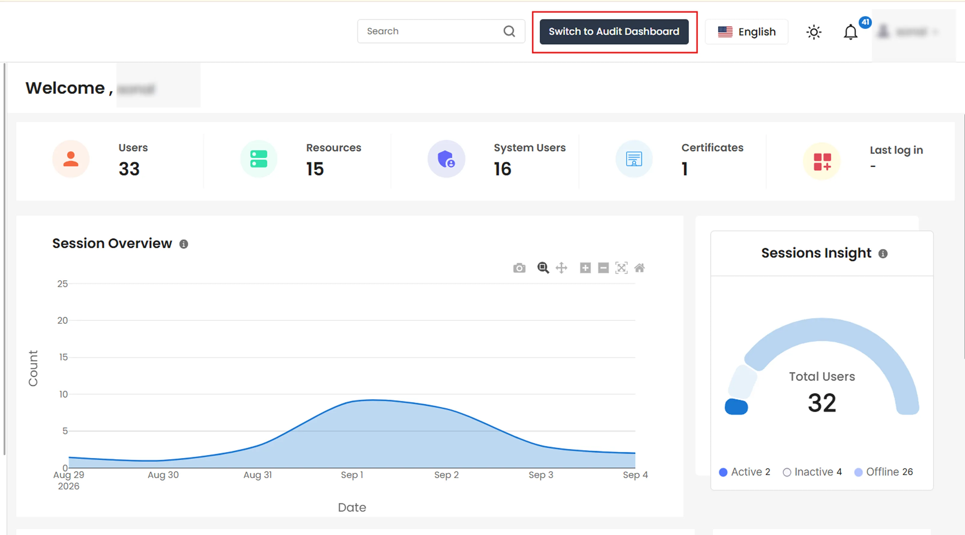 Privileged Access Management Admin Handbook: Switch to Audit Dashboard