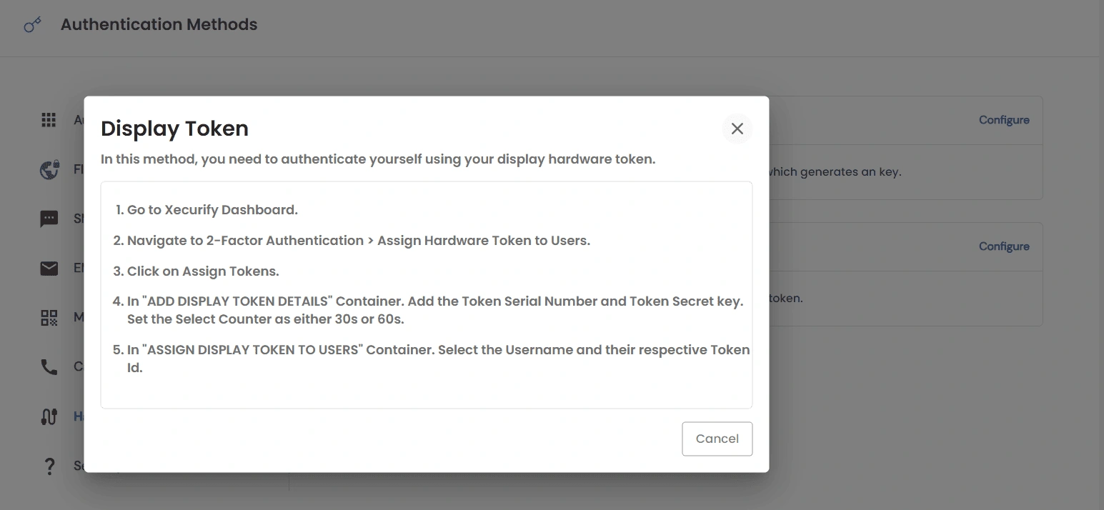 Privileged Access Management Admin Handbook: Hardware Token Display Token assigned by admin