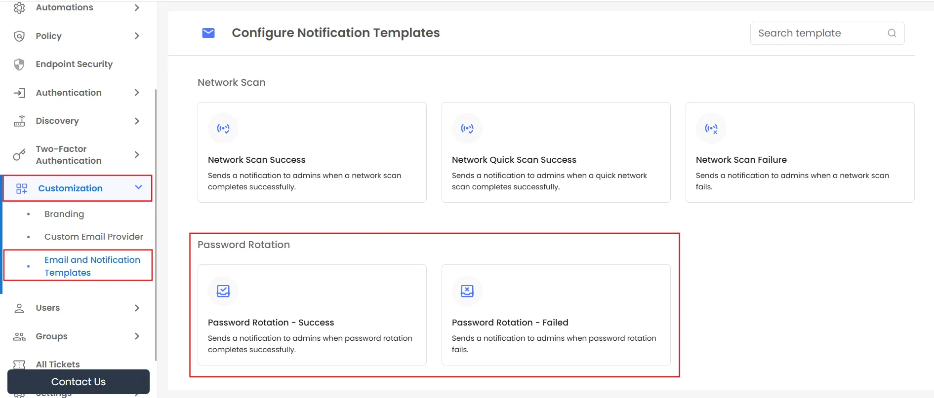 Password Rotation Policy: Notification Password Rotation