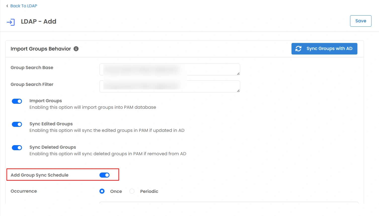Import Groups from AD - schedule group sync