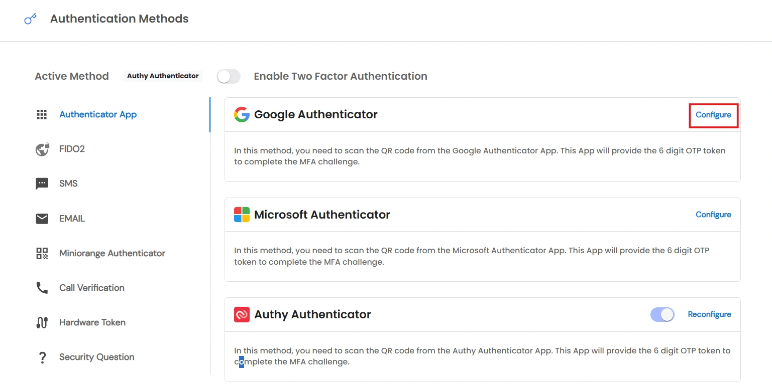 PAM Admin Handbook: Select Method category Configure