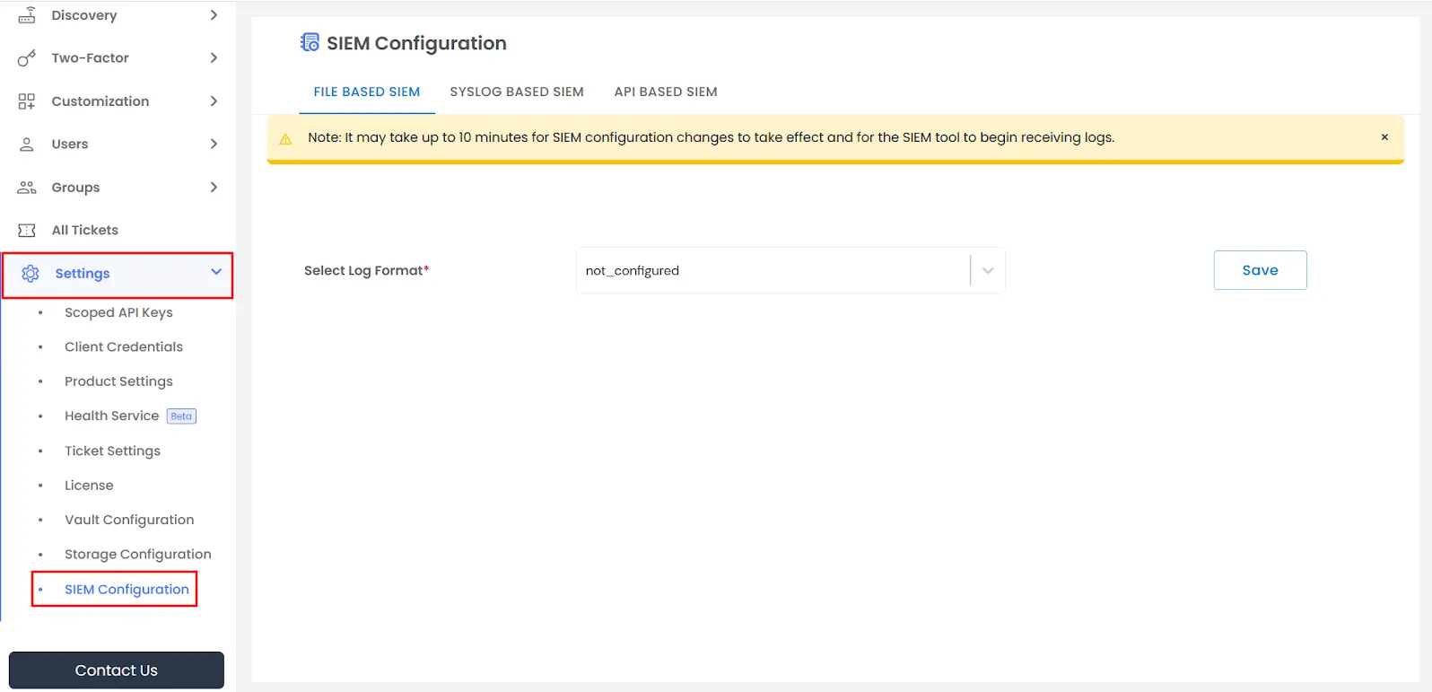 PAM Admin Handbook: Select SIEM Configuration