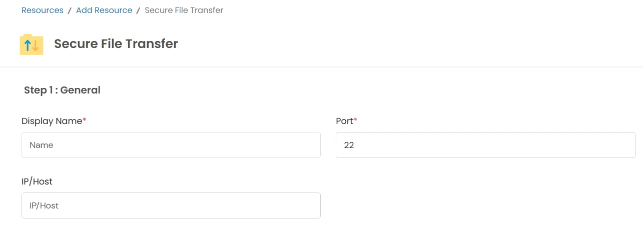 PAM SFTP Server General Details