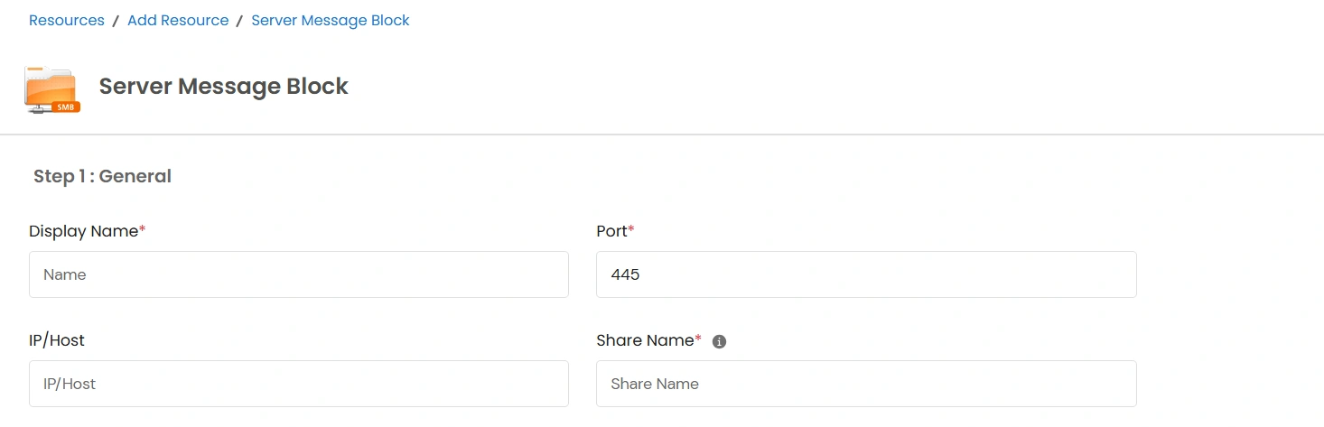 PAM SMB Server General Details