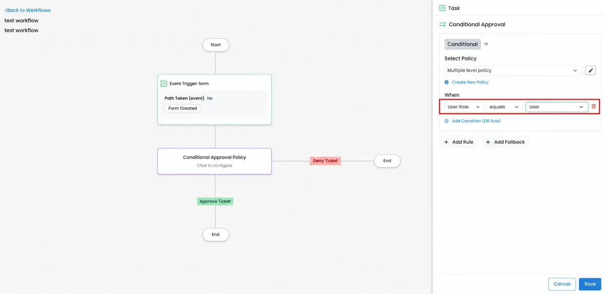 Workflow Automation: Conditional Approval settings