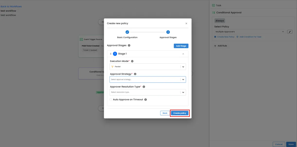 Workflow Automation: Create New Policy