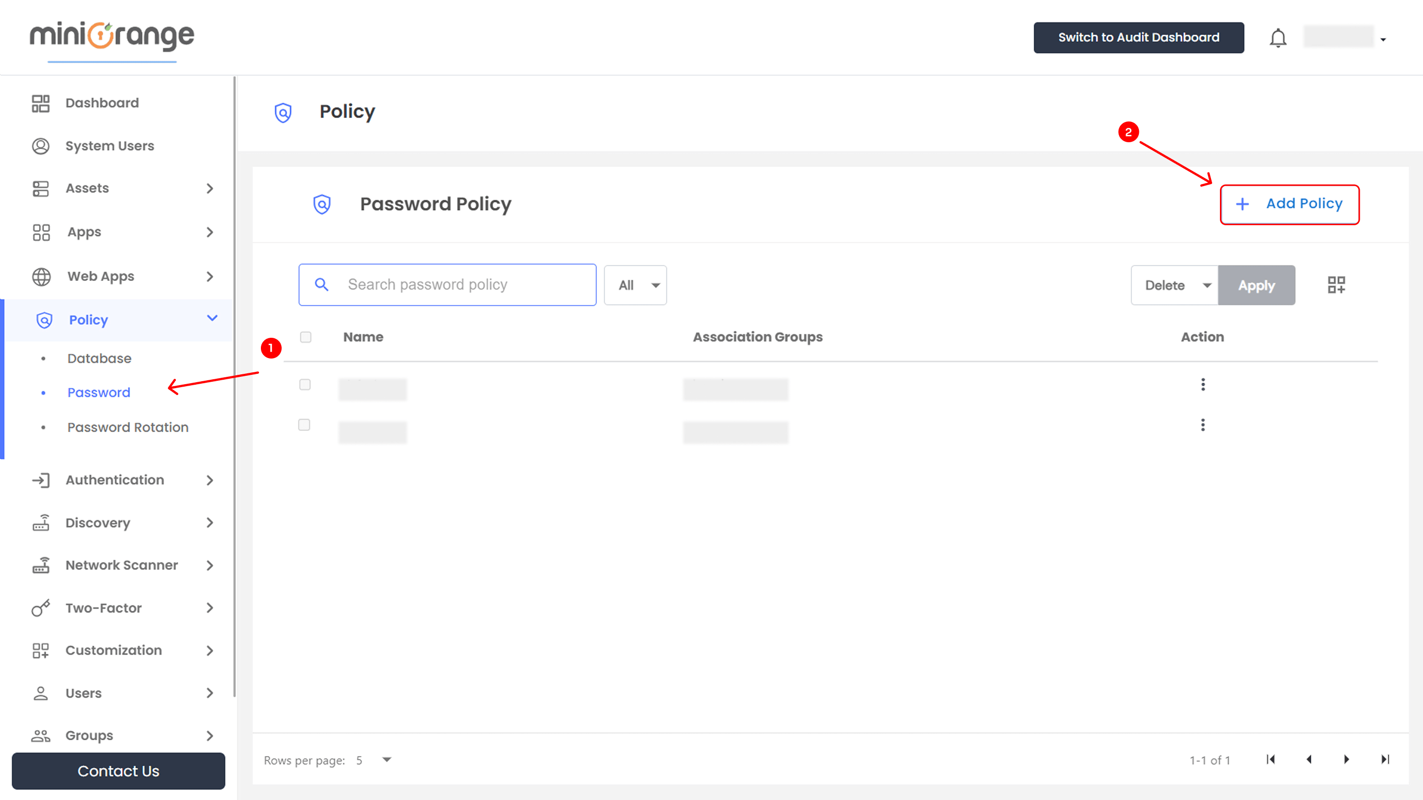 Accessing the Password Policies Section