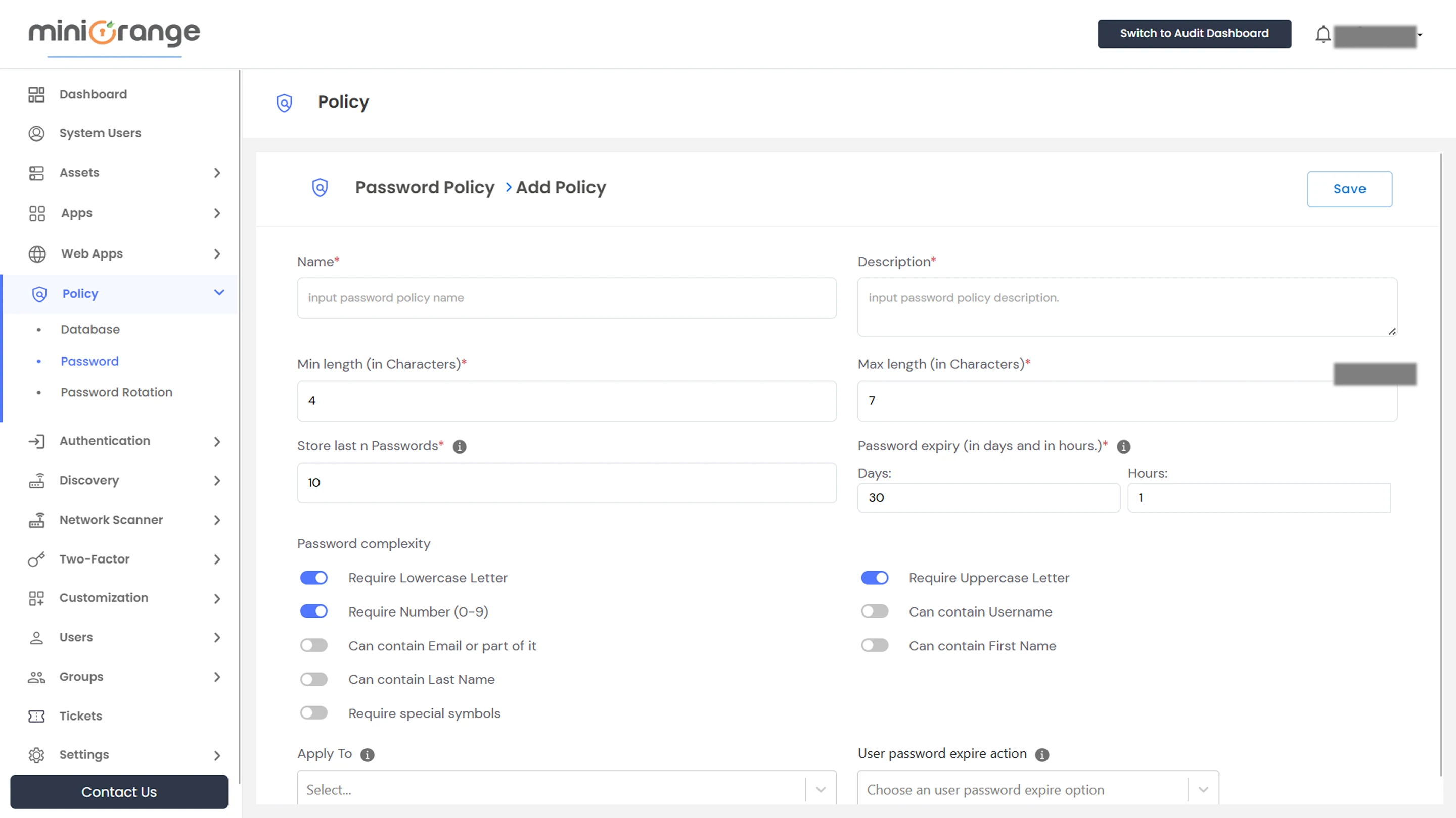 Adding a Password Policy