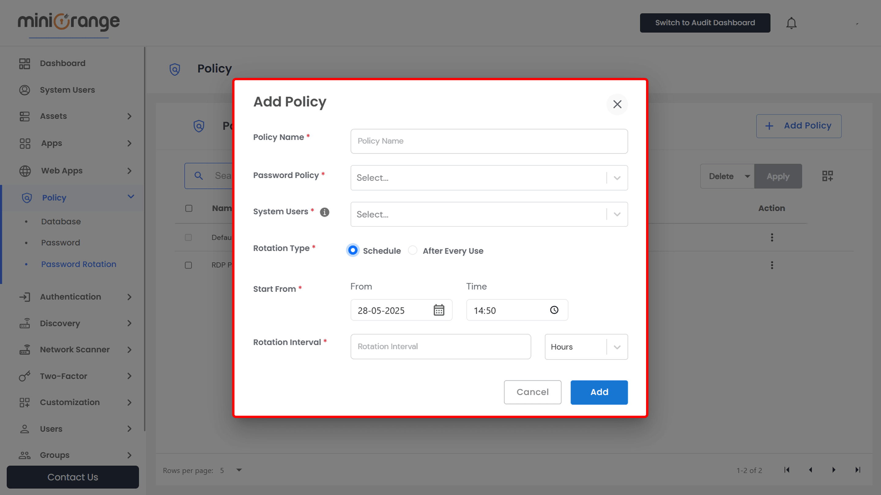 Adding a Rotatio Policies Section