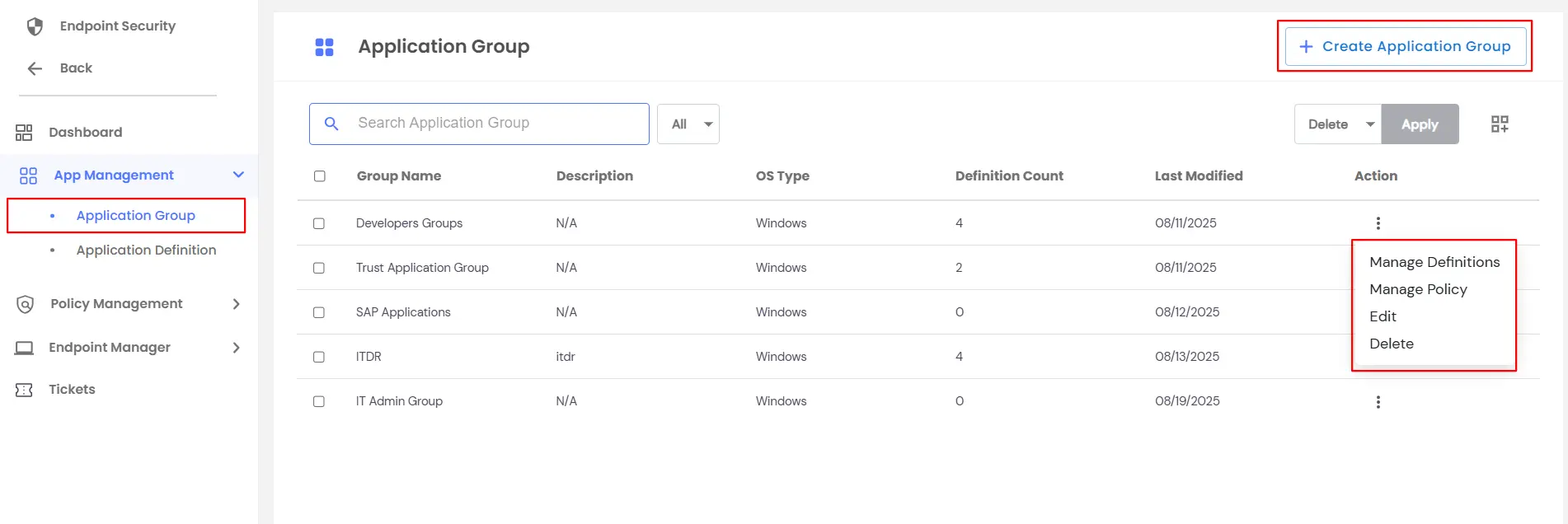  PAM Endpoint Application Group 