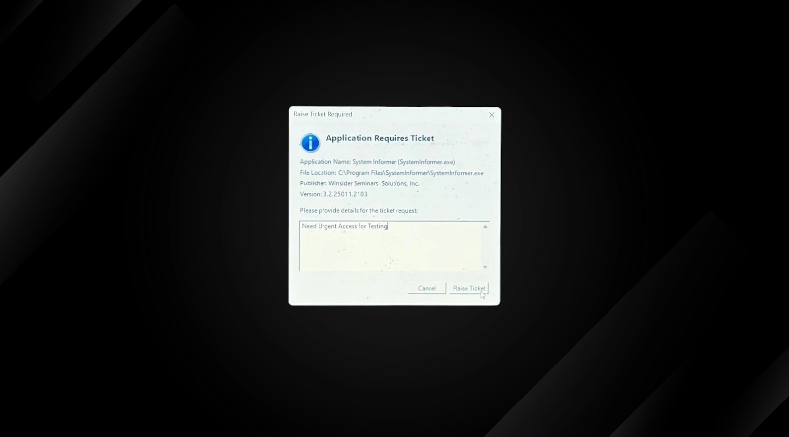 EPM Ticketing: Raise Ticket