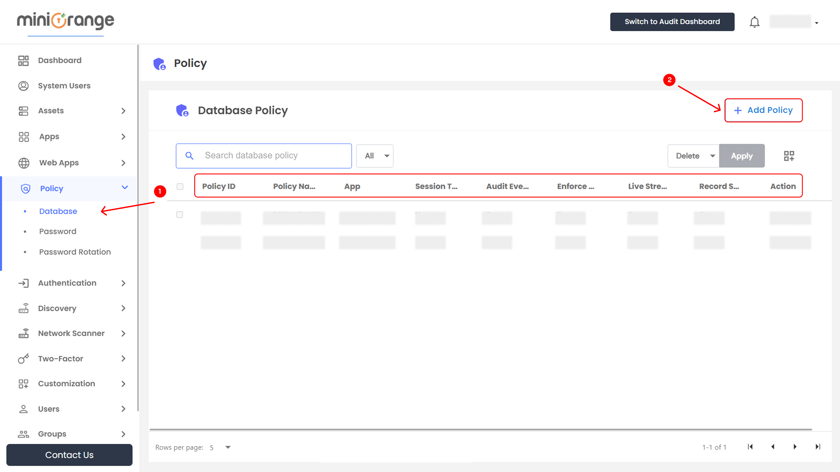 Database Policy Table Overview