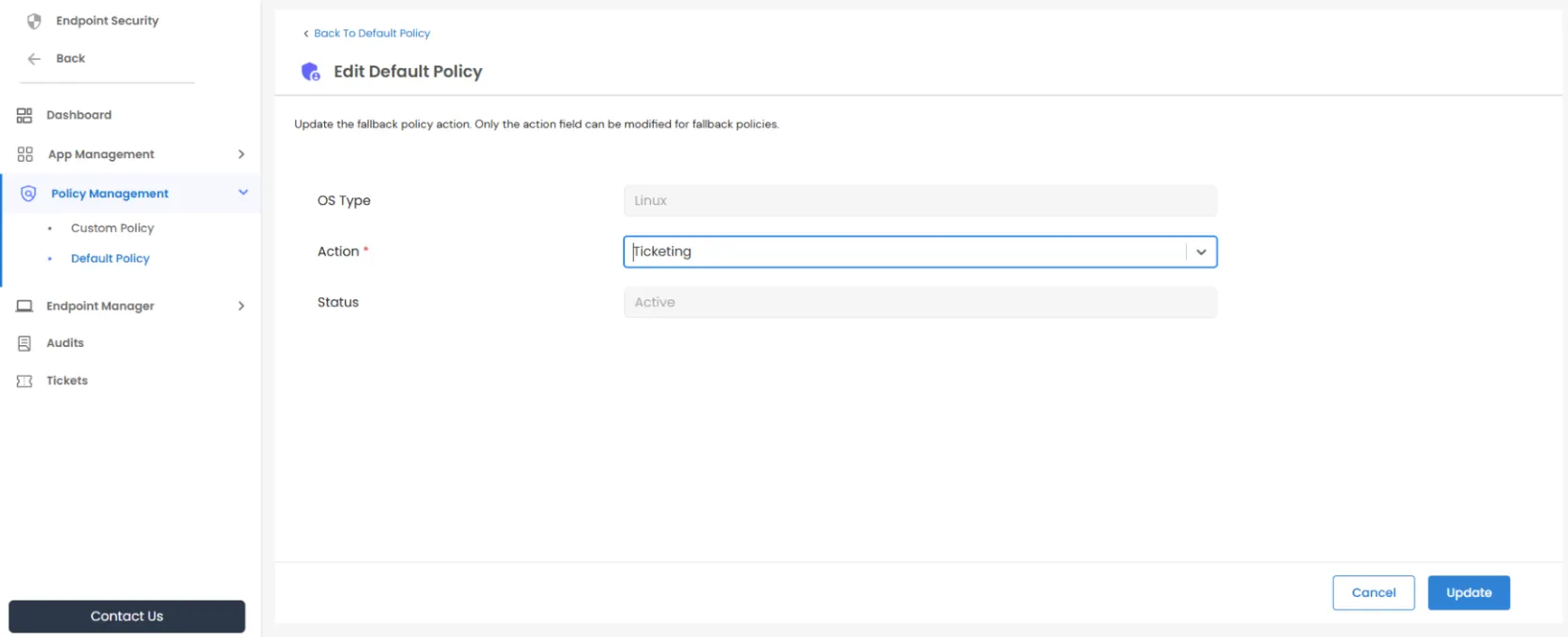 PAM Endpoint Edit Default Policy