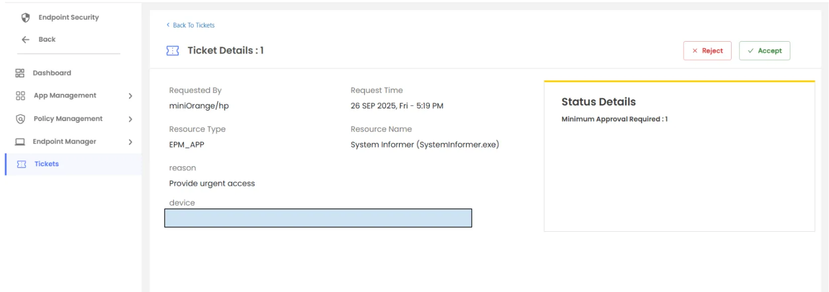 EPM Ticketing: Reject or Accept Ticket