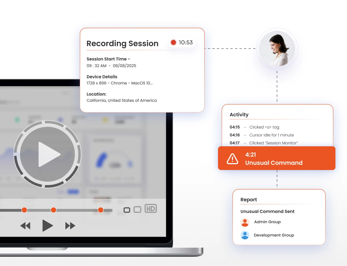 Privileged session recording and playback