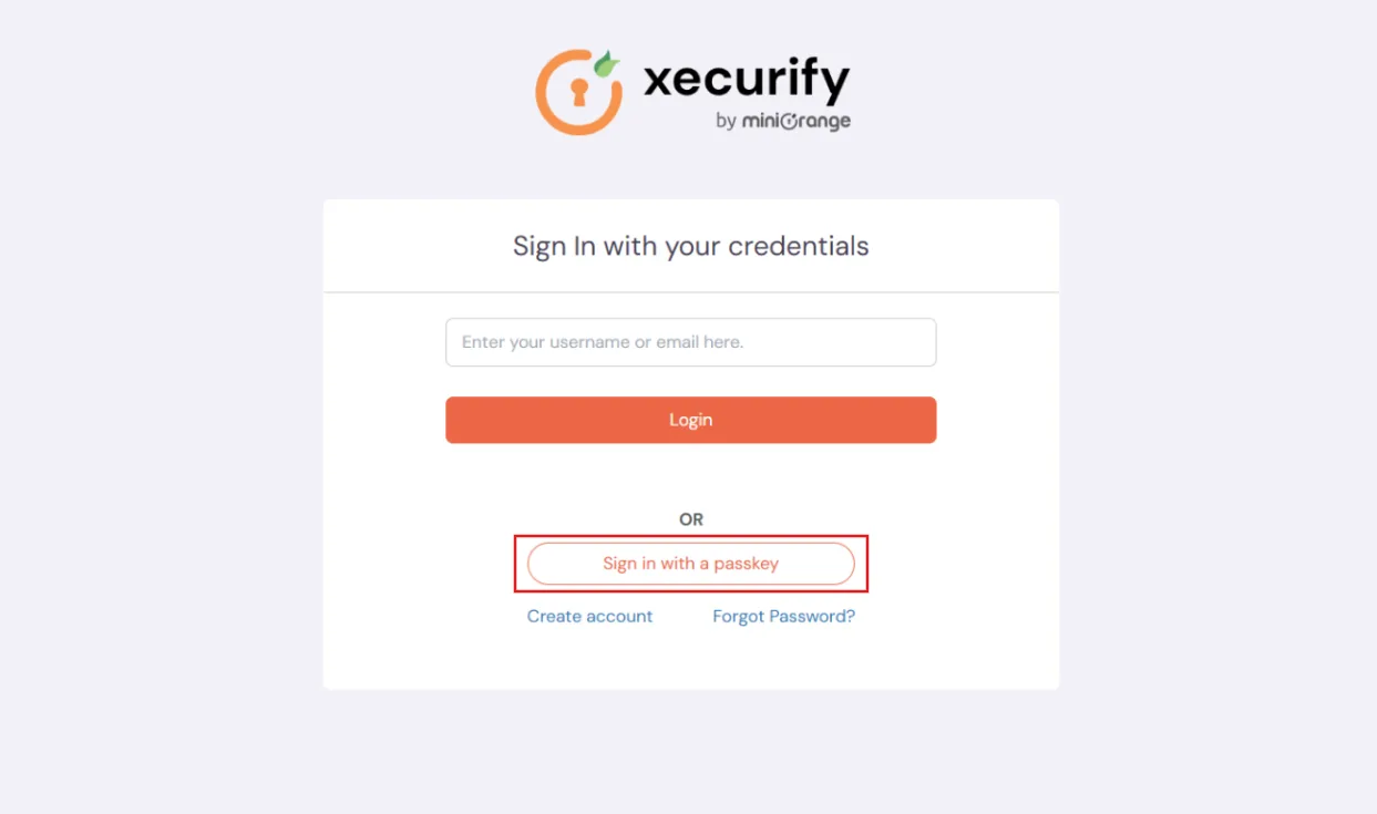 Select Sign in with Passkey