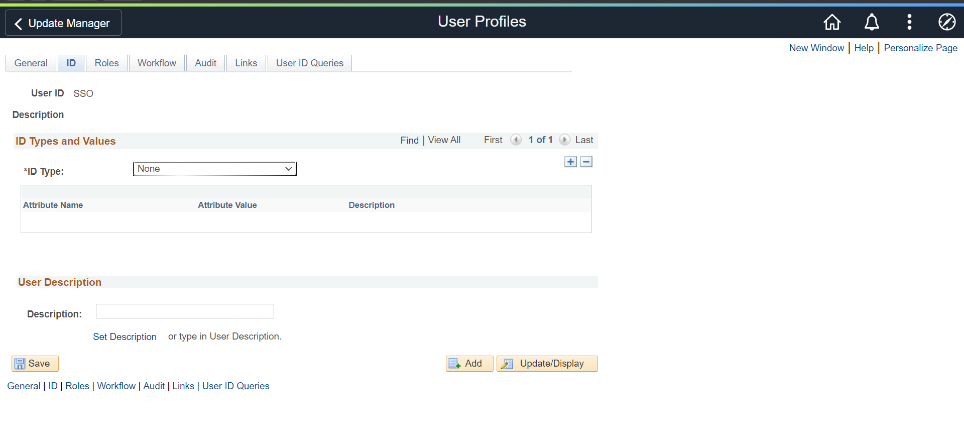 PeopleSoft SSO (Single Sign-On): User Profile ID type