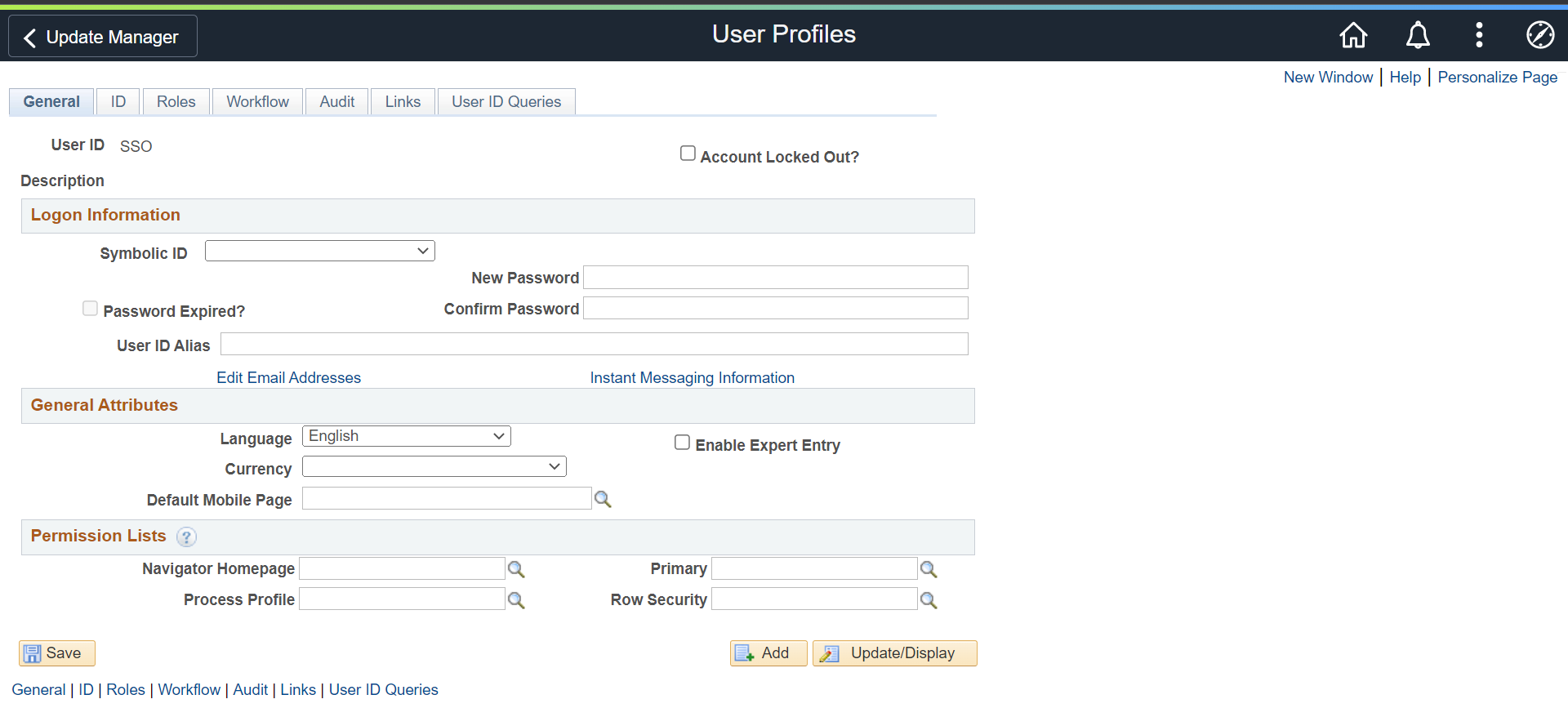 PeopleSoft SSO (Single Sign-On): User Profiles