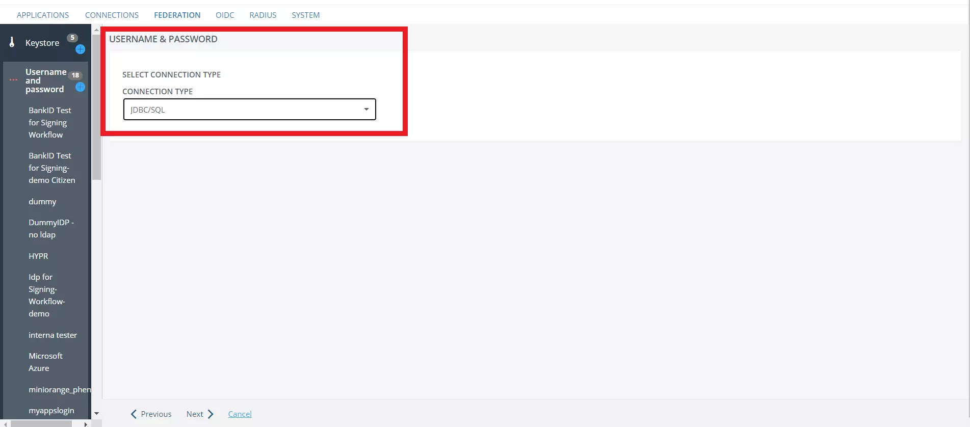 PhenixID SAML Single Sign-On (SSO) - Connection type Configure