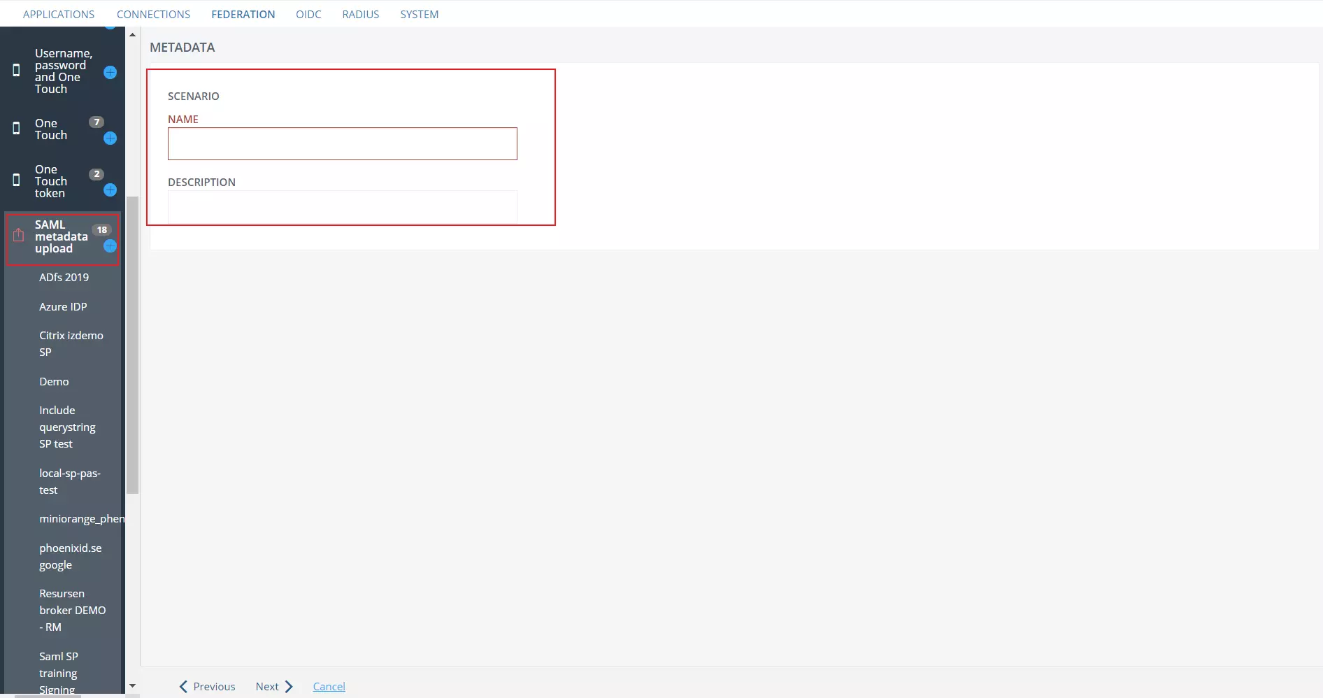 PhenixID SAML Single Sign-On (SSO) - Metadata tab