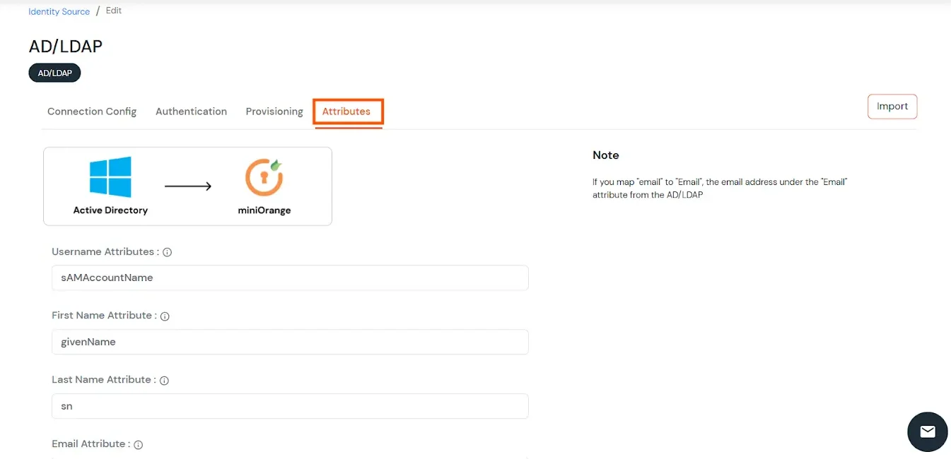 Active Directory Attribute Mapping Configuration