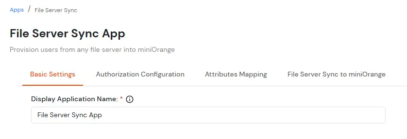 File Server Provisioning - Add Display Application Name