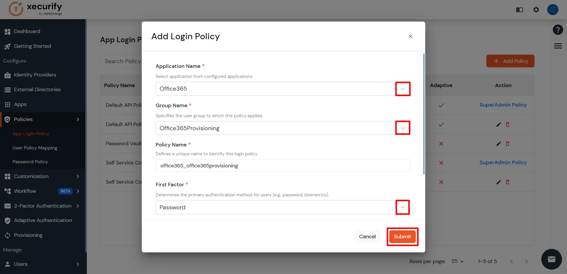 Adding App Login Policy for Office 365 provisioning