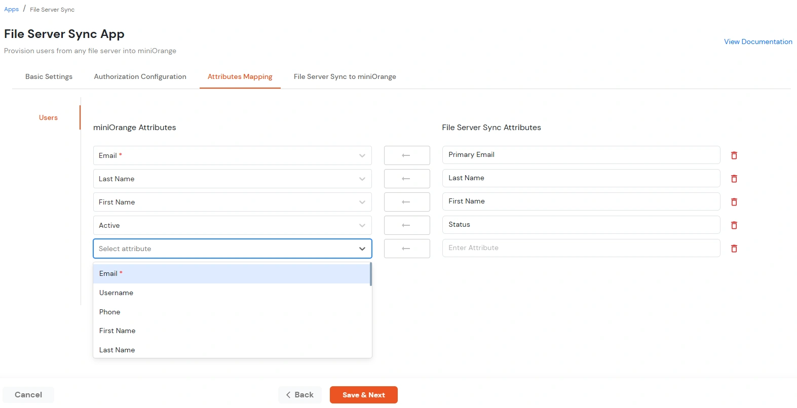 Attribute Mapping Tab