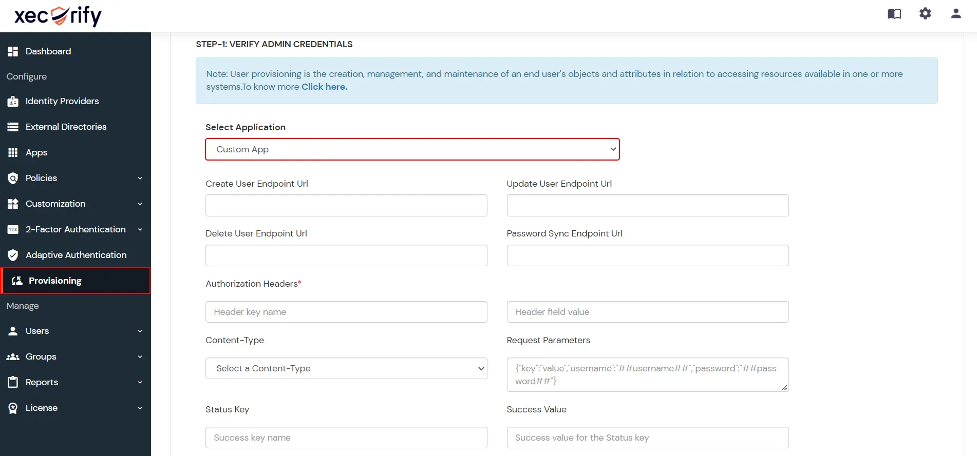 Zoho Provisioning Setup