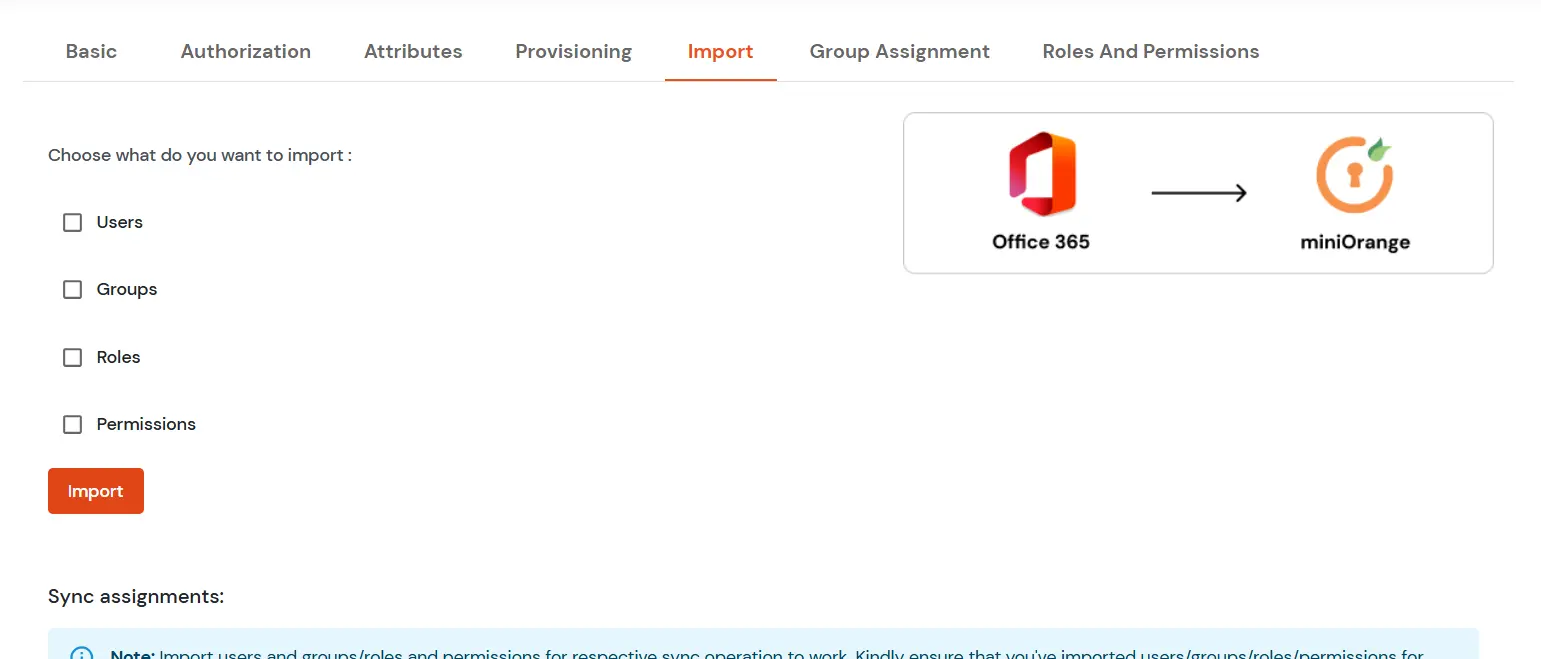 Office 365 provisioning: Import Tab