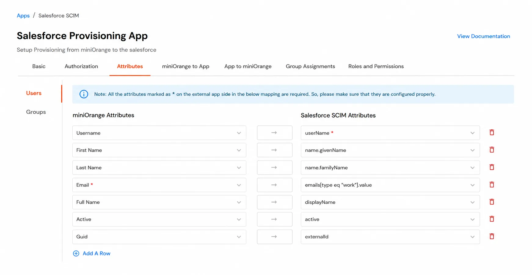 Aprovisionamiento de aplicaciones de Salesforce: atributo de Salesforce