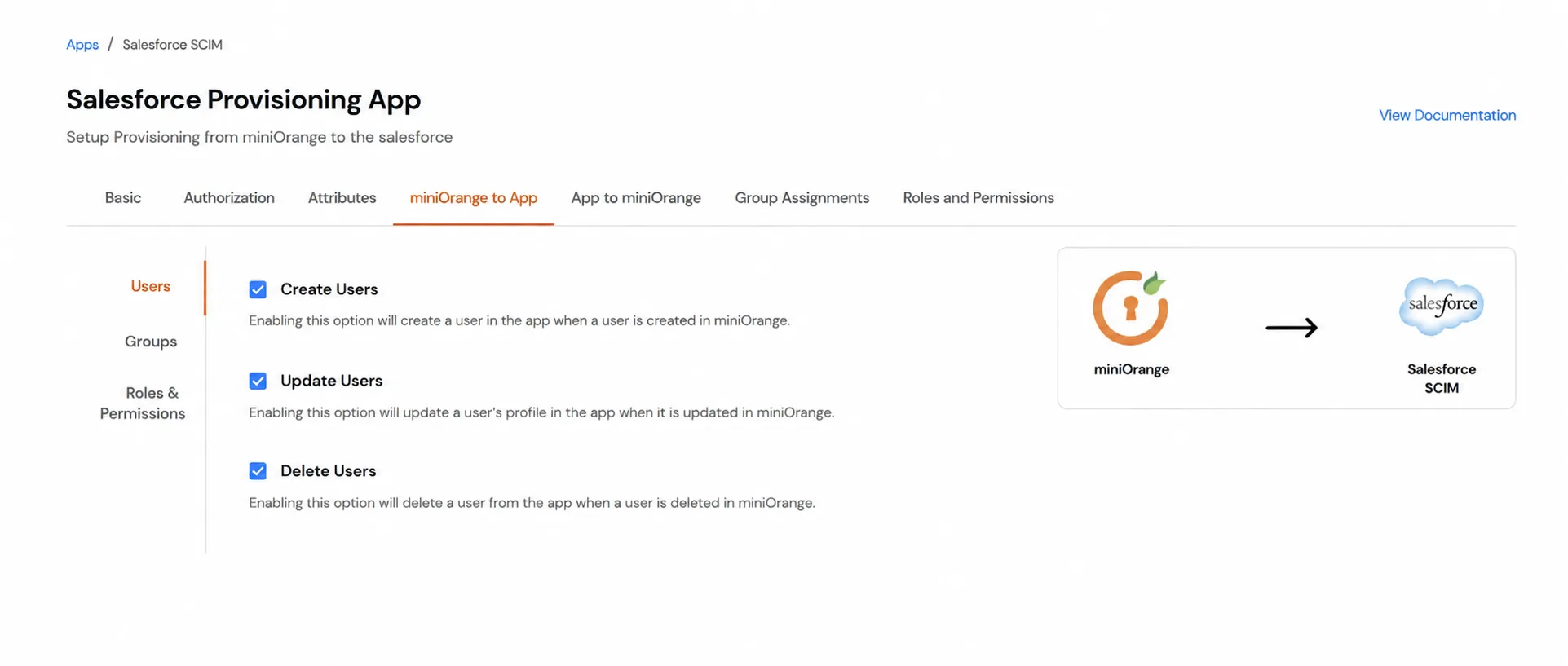 Aprovisionamiento de aplicaciones de Salesforce: Usuarios