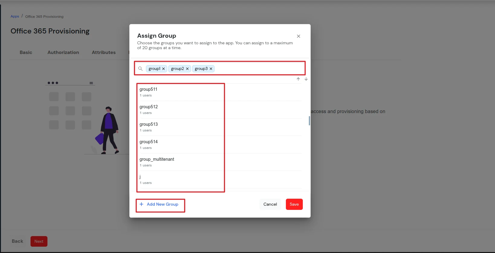 Office 365 provisioning: Select the Groups