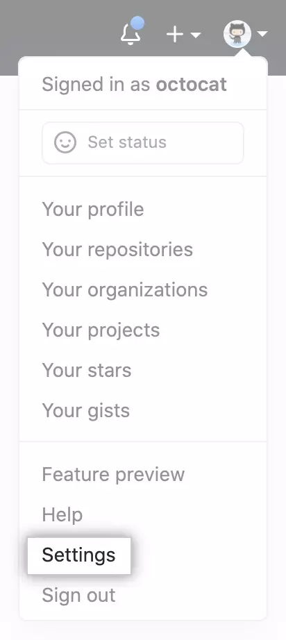 github userbar account settings