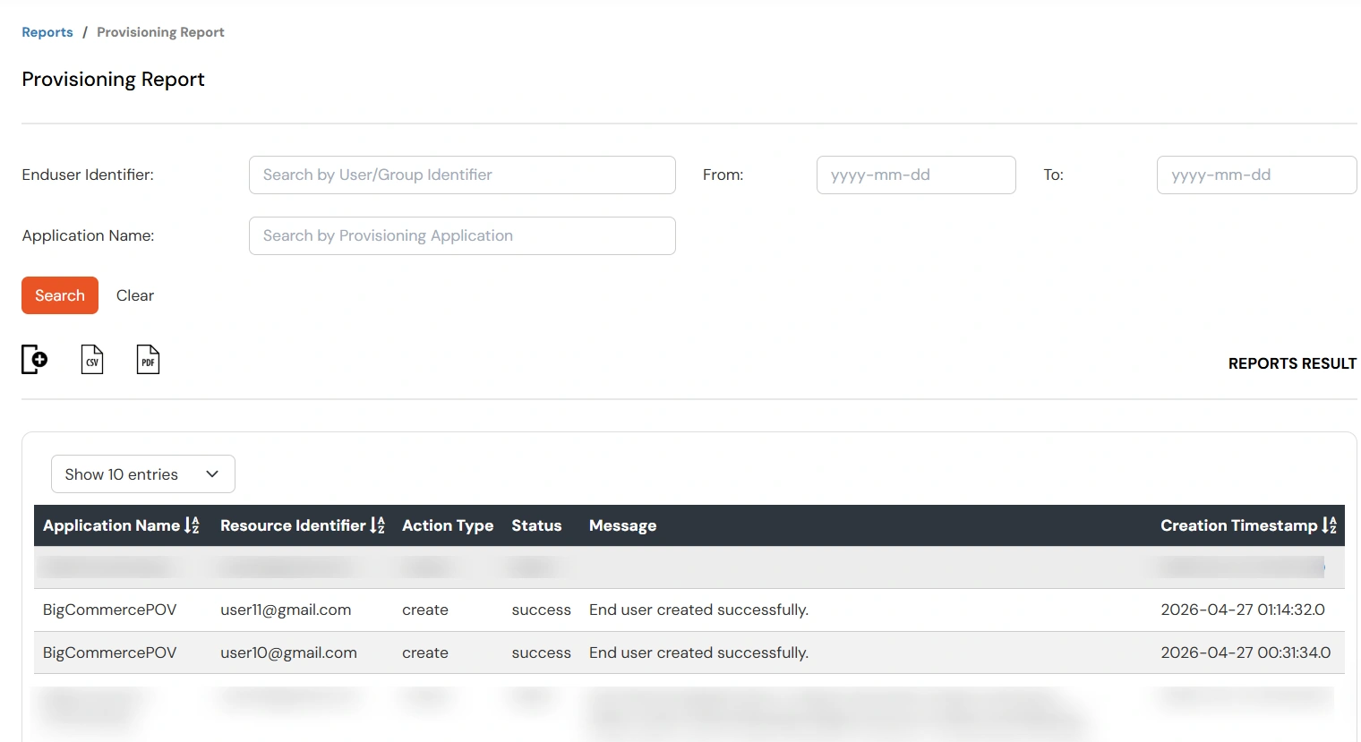 miniOrange Provisioning Reports: verify user sync status