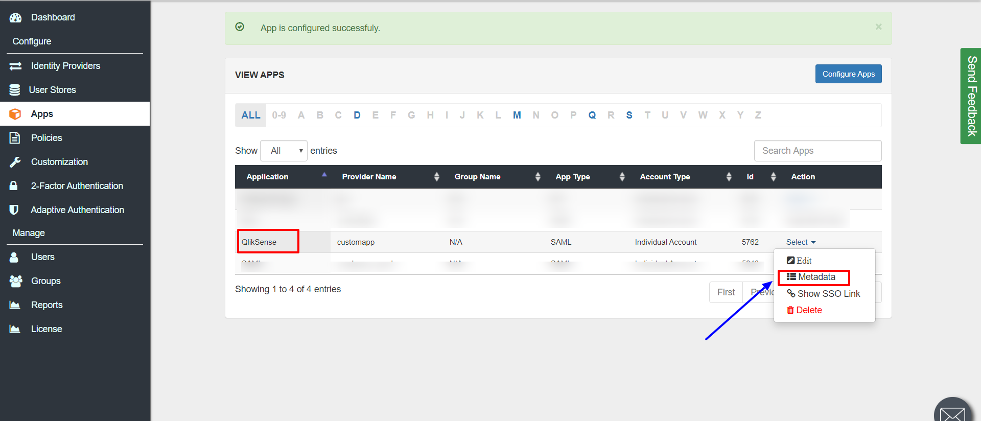 QlikSense Single Sign-On(SSO) metadata