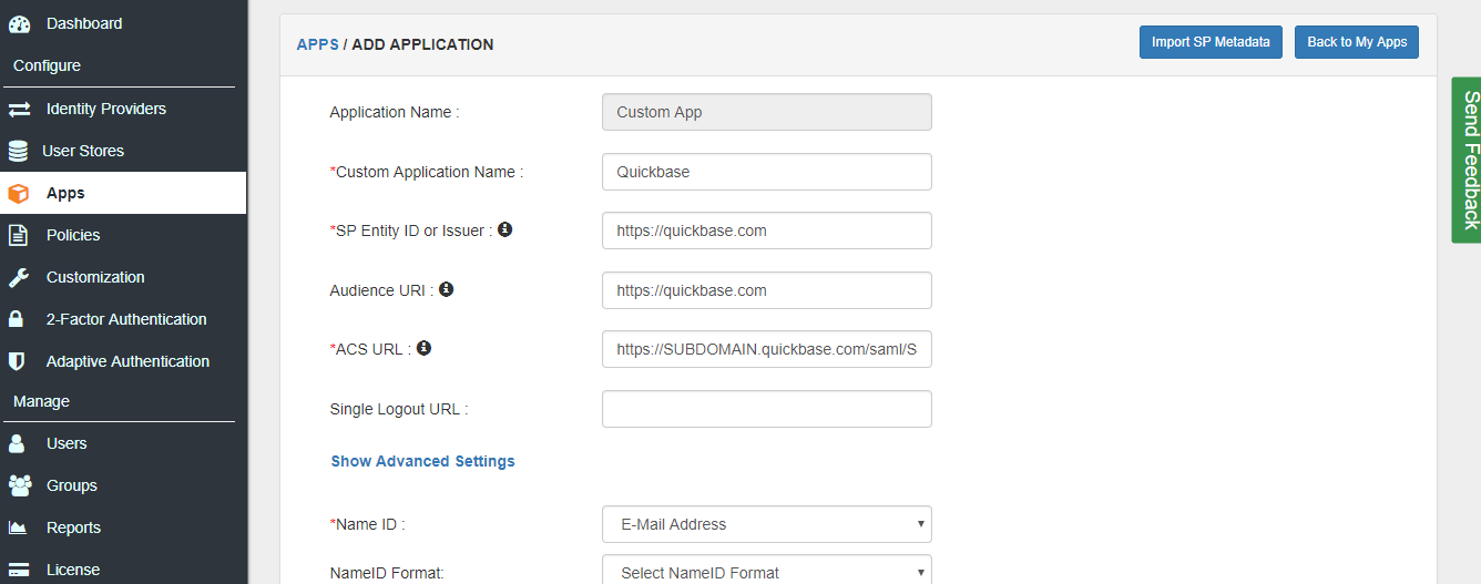 Quick Base Single Sign On Quick Base SSO Quickbase SAML Solution