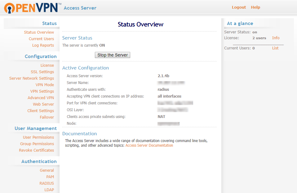 OpenVPN admin dashboard