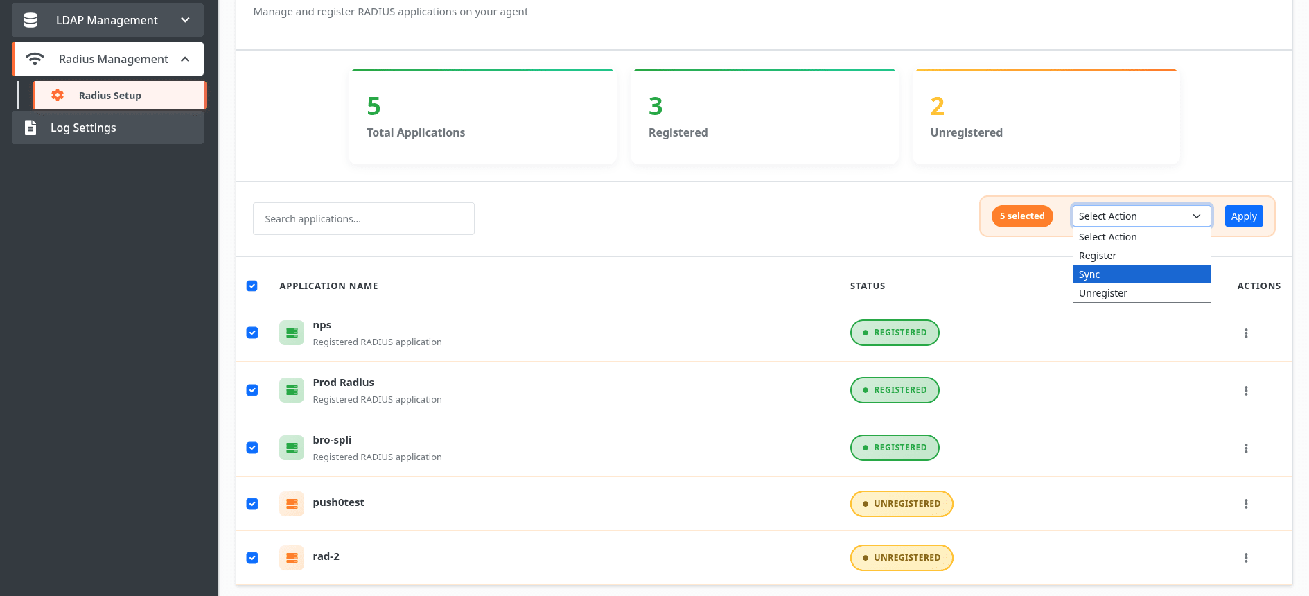 Configure Radius Proxy: Bulk Options