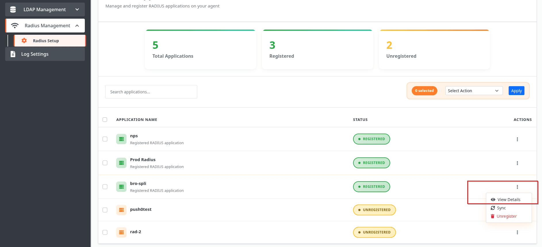 Configure Radius Proxy: To View Details