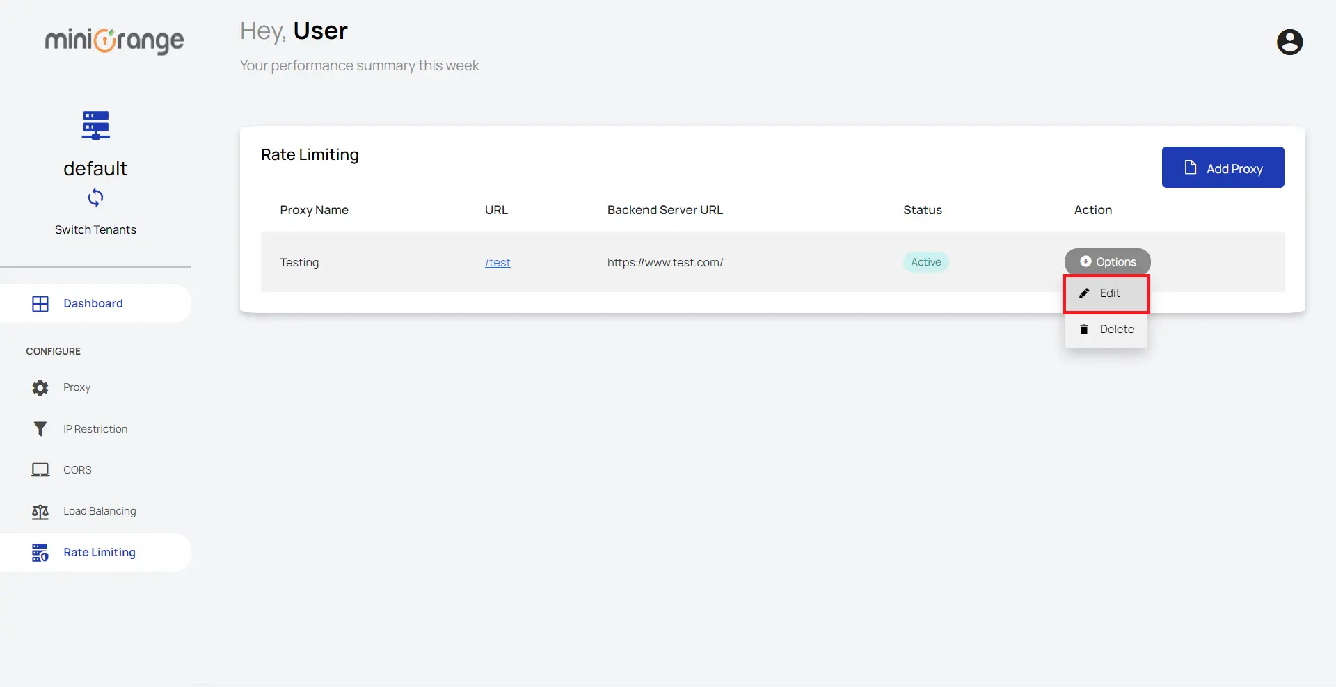 Rate Limiting Reverse Proxy - Edit Rate Limiting