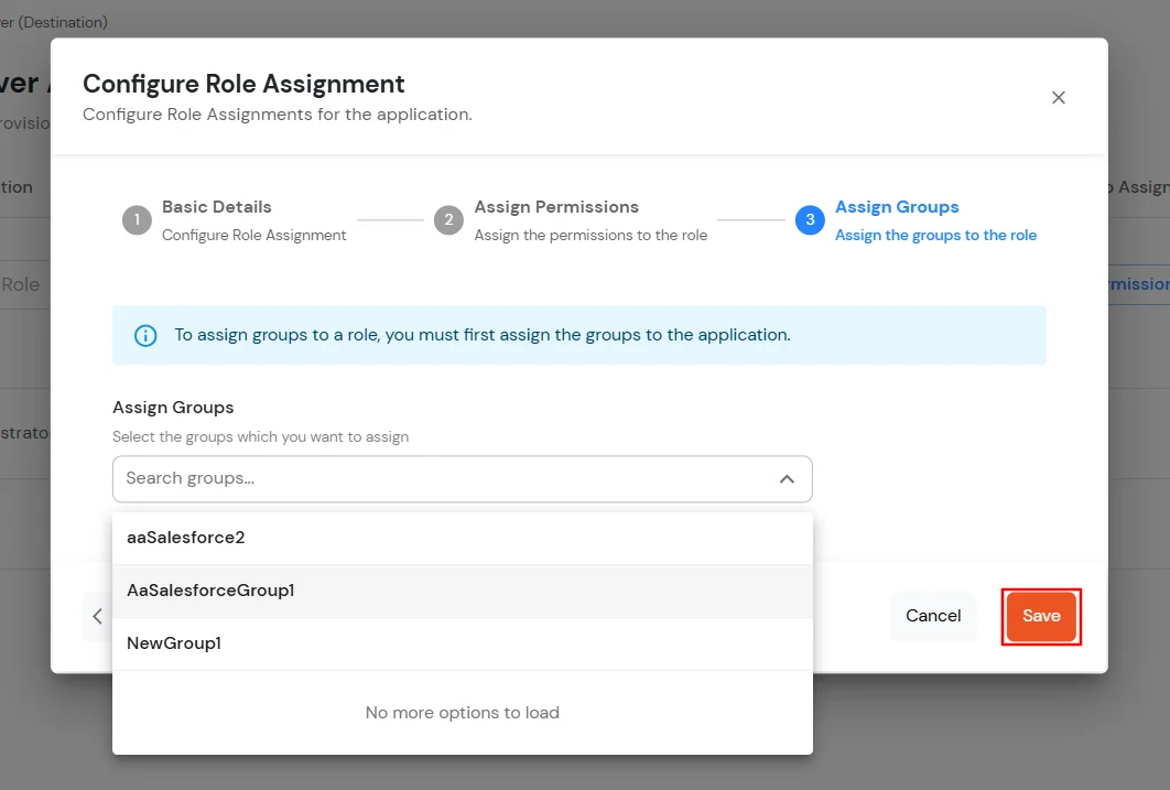 miniOrange Identity Platform Administratorhandbuch: Gruppen zuweisen Schritt