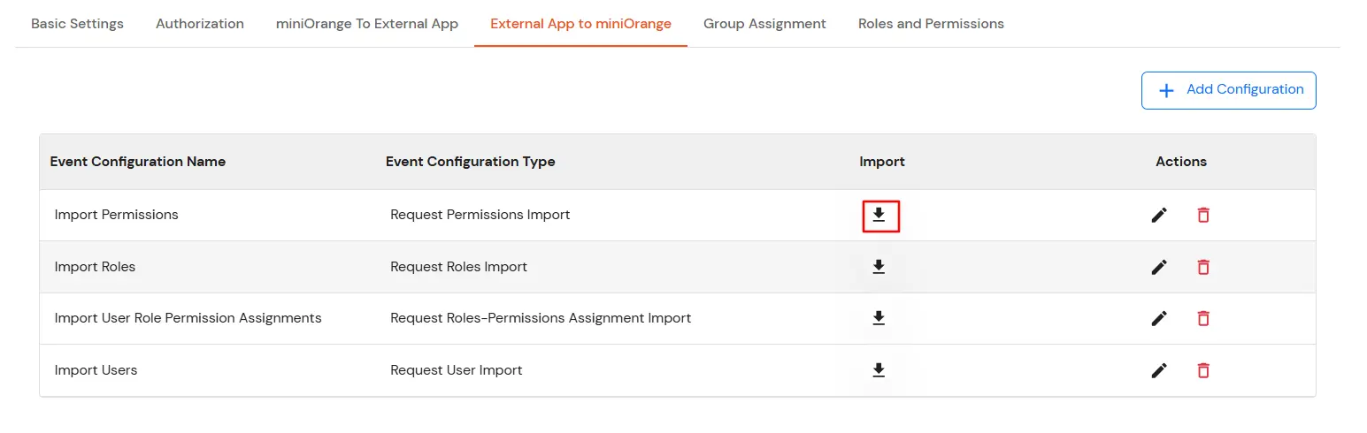 Roles and Permissions APIs: Click Import Button