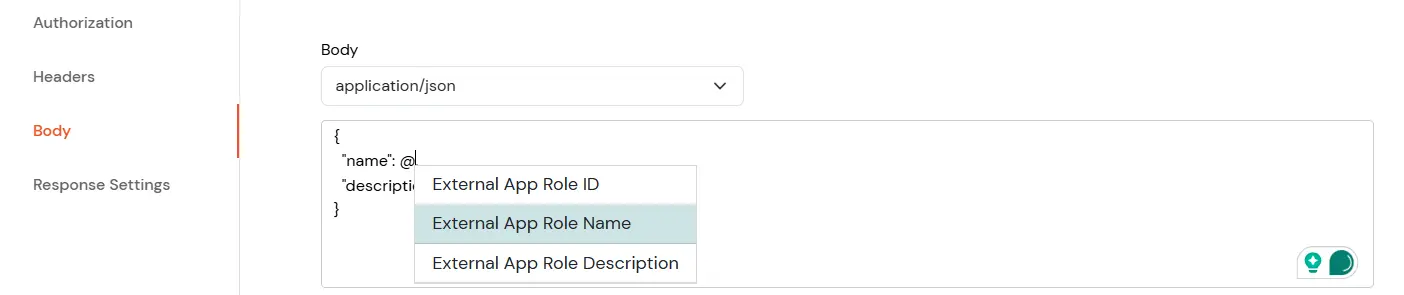 Roles and Permissions APIs: Configure Body